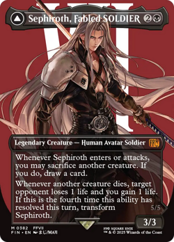 x1 Sephiroth, Fabled SOLDIER / Sephiroth, One-Winged Angel MTG 382 FULL ART 1x - Image 1