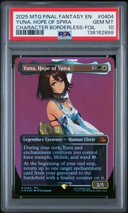 2025 MTG FINAL FANTASY CHARACTER BORDERLESS-FOIL YUNA, HOPE OF SPIRA PSA 10 - Image 1