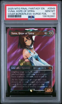 2025 MTG FINAL FANTASY BORDERLESS-SURGE FOIL YUNA HOPE OF SPIRA PSA 10 - Image 1