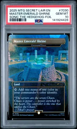 2025 MTG SECRET LAIR DROP SONIC THE HEDGEHOG-FOIL MASTER EMERALD SHRINE PSA 10 - Image 1