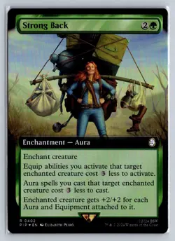 MTG Fallout Extended Art Foil #402 Strong Back Rare Enchantment Aura - Image 1
