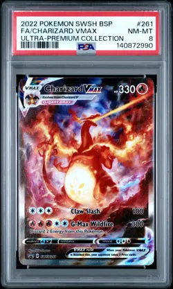 2022 POKEMON SWSH ULTRA-PREMIUM COLLECTION #261 FULL ART/CHARIZARD VMAX PSA 8 - Image 1