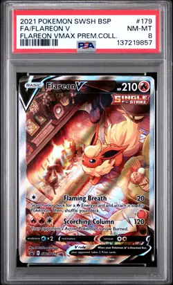 2021 POKEMON SWSH VMAX PREMIUM COLLECTION PROMO #179 FULL ART/FLAREON V PSA 8 - Image 1
