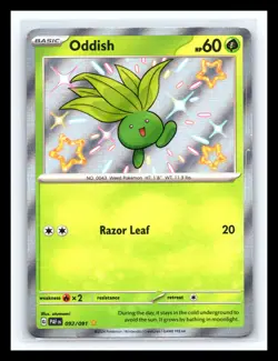 💥 Oddish - # 092/091 Pokemon TCG SV: Paldean Fates Shiny Rare Holo 2024 - Image 1