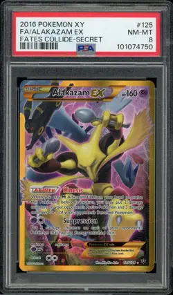 2016 Pokemon XY Fates Collide 125 Alakazam EX Full Art Secret PSA 8 Near Mint - Image 2