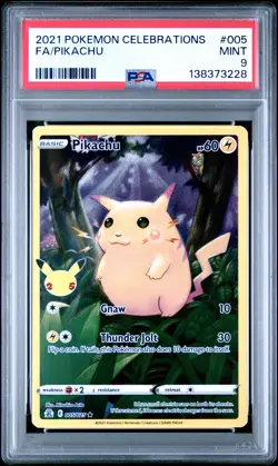 2021 POKEMON CELEBRATIONS #005 FULL ART/PIKACHU PSA 9 - Image 1