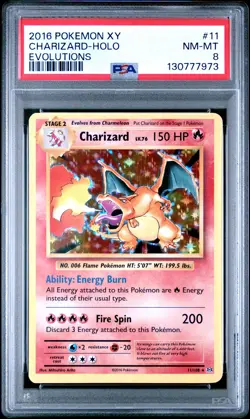 2016 POKEMON XY EVOLUTIONS #11 CHARIZARD-HOLO PSA 8 - Image 1