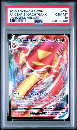2020 POKEMON SWORD & SHIELD DARKNESS ABLAZE FULL ART/CENTISKORCH VMAX PSA 10 - Image 1