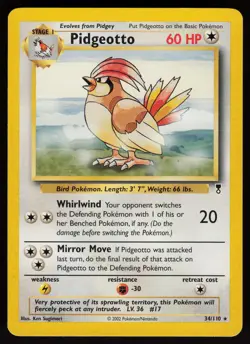 Pidgeotto 34/110 Rare Legendary Collection Unlimited Pokemon - Image 1