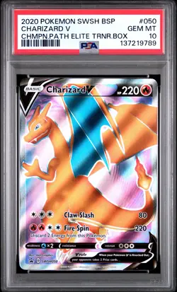 2020 POKEMON SWSH CHAMPION'S PATH ELITE TRAINER BOX #050 CHARIZARD V PSA 10 - Image 1