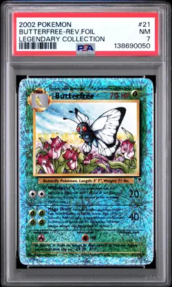 2002 POKEMON LEGENDARY COLLECTION #21 BUTTERFREE-REVERSE FOIL PSA 7 - Image 1