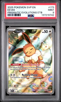 2025 POKEMON SVP PRISMATIC EVOLUTIONS ELITE TRAINER BOX #173 EEVEE PSA 9 - Image 1