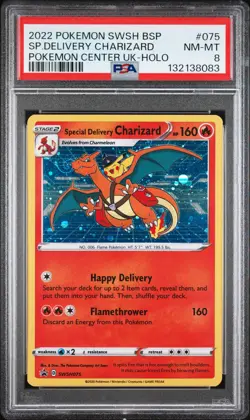 2022 POKEMON SWSH POKEMON CENTER UK #075 SPECIAL DELIVERY CHARIZARD-HOLO PSA 8 - Image 1