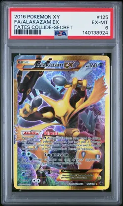 2016 POKEMON XY FATES COLLIDE SECRET #125 FULL ART/ALAKAZAM EX PSA 6 - Image 1