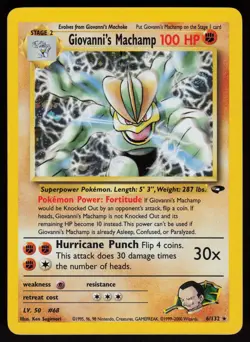 Giovanni's Machamp 6/132 Rare Gym Challenge Holo Unlimited Pokemon - Image 1