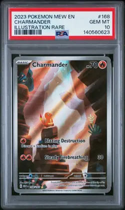 2023 POKEMON MEW EN-151 ILLUSTRATION RARE #168 CHARMANDER PSA 10 - Image 1