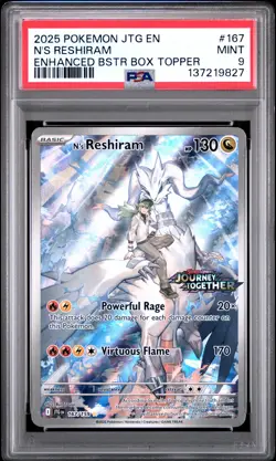 2025 POKEMON JTG ENHANCED BOOSTER BOX #167 N'S RESHIRAM PSA 9 - Image 1
