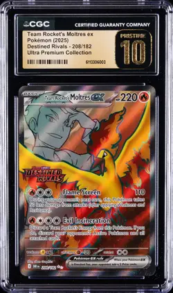 2025 POKEMON DESTINED RIVALS UPC #208 TEAM ROCKET'S MOLTRES EX CGC 10 PRISTINE - Image 1