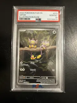 PSA 10 GEM MINT Pokemon Aipom Illustration Rare Paradox Rift Holo 211/182 - Image 1
