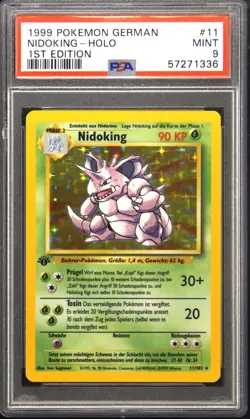 1999 POKEMON GERMAN 1ST ED #11 NIDOKING-HOLO PSA 9 - Image 1