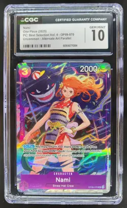 2025 ONE PIECE CCG NAMI ALTERNATE ART OP09-070 CGC 10 D PT - Image 1