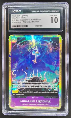 2025 ONE PIECE CCG GUM-GUM LIGHTNING ALT ART OP09-077 CGC 10 B PT - Image 1