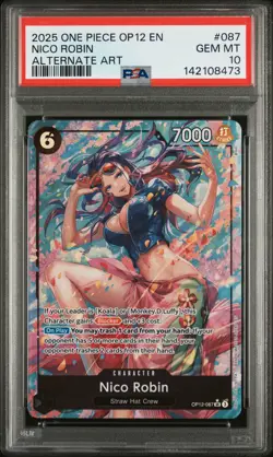 2025 ONE PIECE OP12-LEGACY OF THE MASTER ALTERNATE ART #087 NICO ROBIN PSA 10 - Image 1