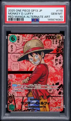 2025 ONE PIECE JPN CARRYING ON HIS WILL RED MANGA ALT ART MONKEY D. LUFFY PSA 10 - Image 1