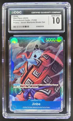 2025 ONE PIECE CCG JINBE PROMO P-030 SEVEN WARLORDS CGC 10 D PT - Image 1