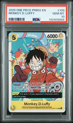 2025 ONE PIECE PRB02-PREMIUM BOOSTER VOLUME 2 #109 MONKEY D. LUFFY PSA 10 - Image 1
