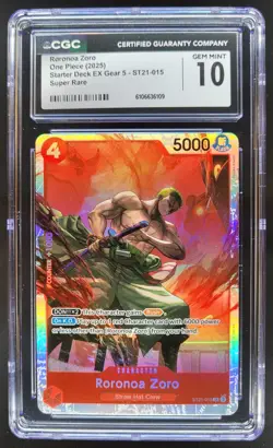 2025 ONE PIECE CCG RORONOA ZORO SUPER RARE ST21-015 CGC 10 D PT - Image 1