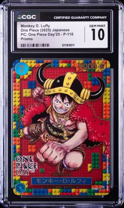2025 ONE PIECE JPN PC ONE PIECE DAY '25 PROMO MONKEY D. LUFFY CGC 10 GEM MINT - Image 1