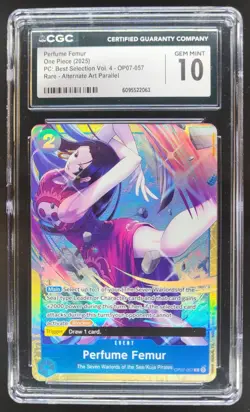 2025 ONE PIECE CCG PERFUME FEMUR RARE ALT ART OP07-057 CGC 10 A PT - Image 1