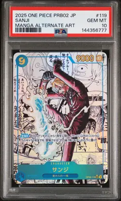 2025 ONE PIECE JAPANESE PRB02 MANGA ALTERNATE ART #119 SANJI PSA 10 - Image 1