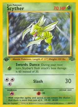 Scyther - 26/64 - Pokemon Jungle 1st Edition Rare Card WOTC MP - Image 1