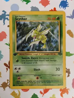 Pokemon TCG Scyther 26/64 Jungle *1st Edition* Non-Holo Rare English WOTC 1999 - Image 1