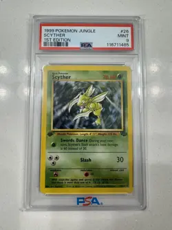 Pokemon Scyther Jungle 1st Edition NON Holo Rare #26 PSA 9 Mint - Image 1