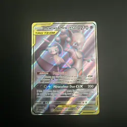 Mewtwo & Mew GX 222/236 Unified Minds Tag Team Full Art Pokemon Card TCG - Image 1