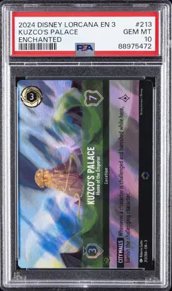 2024 DISNEY LORCANA EN 3 ENCHANTED KUZCO'S PALACE HOME OF THE EMPEROR PSA 10 - Image 1