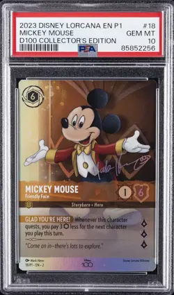 2023 DISNEY LORCANA EN P1-PROMO #18 MICKEY MOUSE - FRIENDLY FACE PSA 10 - Image 1