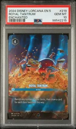 2024 DISNEY LORCANA EN 5-SHIMMERING SKIES ENCHANTED #219 ROYAL TANTRUM PSA 10 - Image 1