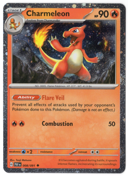 Charmeleon Cosmos Holo 008/091 (NM) - Paldean Fates - Holo Rare Pokemon TCG - Image 1