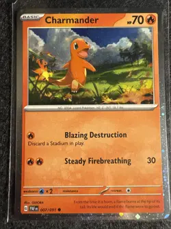 Charmander 007/091 Cosmos Holo Paldean Fates Promo Pokemon Trading Card Game NM - Image 1