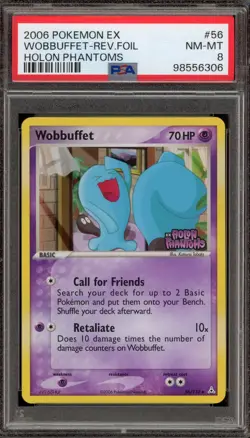 Pokemon Wobbuffet EX Holon Phantoms Reverse Holo #56 PSA 8 - Image 1