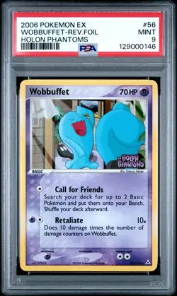 2006 POKEMON EX HOLON PHANTOMS #56 WOBBUFFET-REVERSE FOIL PSA 9 - Image 1
