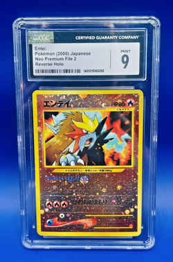 Pokemon Entei Japanese 2000 CGC 9 Mint Neo 2 File #244 Reverse HOLO Card Graded - Image 1