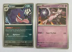 2x Mewtwo & Gengar - Uncommon - Pokemon Card Lot - NM - 1¢ start! - Image 1