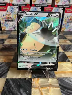Pokemon TCG Snorlax v Sword & Shield Base Set Holo Ultra Rare Card 141/202 - Image 1