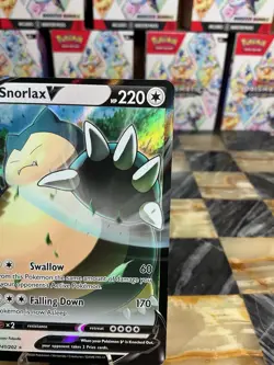 Pokemon TCG Snorlax v Sword & Shield Base Set Holo Ultra Rare Card 141/202 - Image 3
