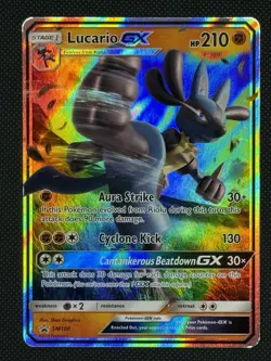 Pokemon - Lucario GX Holo Black Star Promo Card SM100 Nm - Image 1